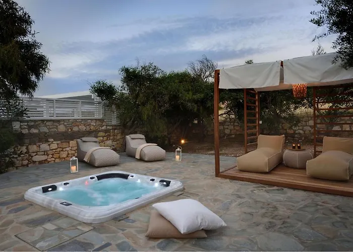 Villa Executive Paros Avra 3 Bedrooms Sea View & Outdoor Jacuzzi Ampelas